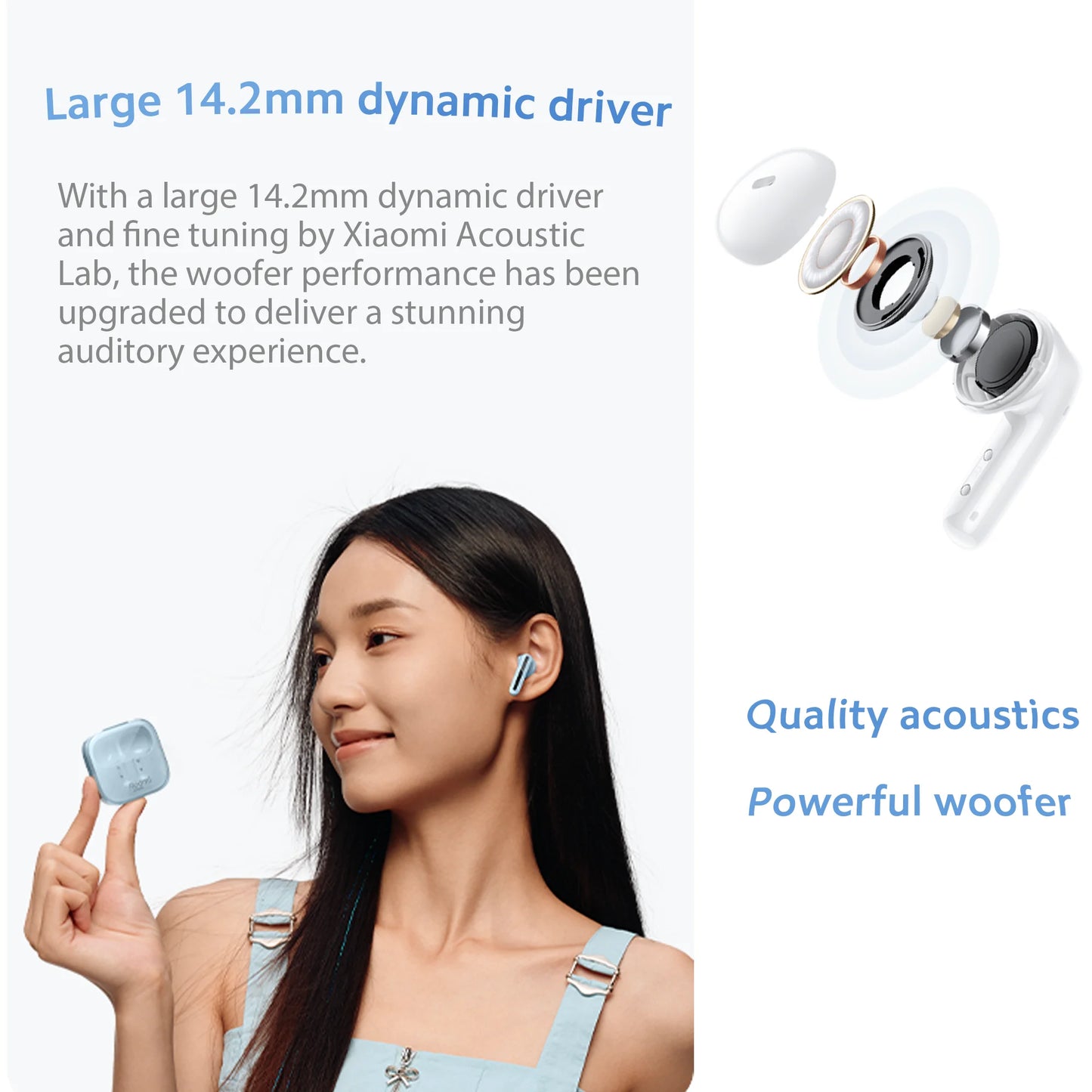 Xiaomi Wireless earbuds bluetooth for Android& iphone - 30h Playtime, Low-Distortion Sound, IPX4 Waterproof, Black
