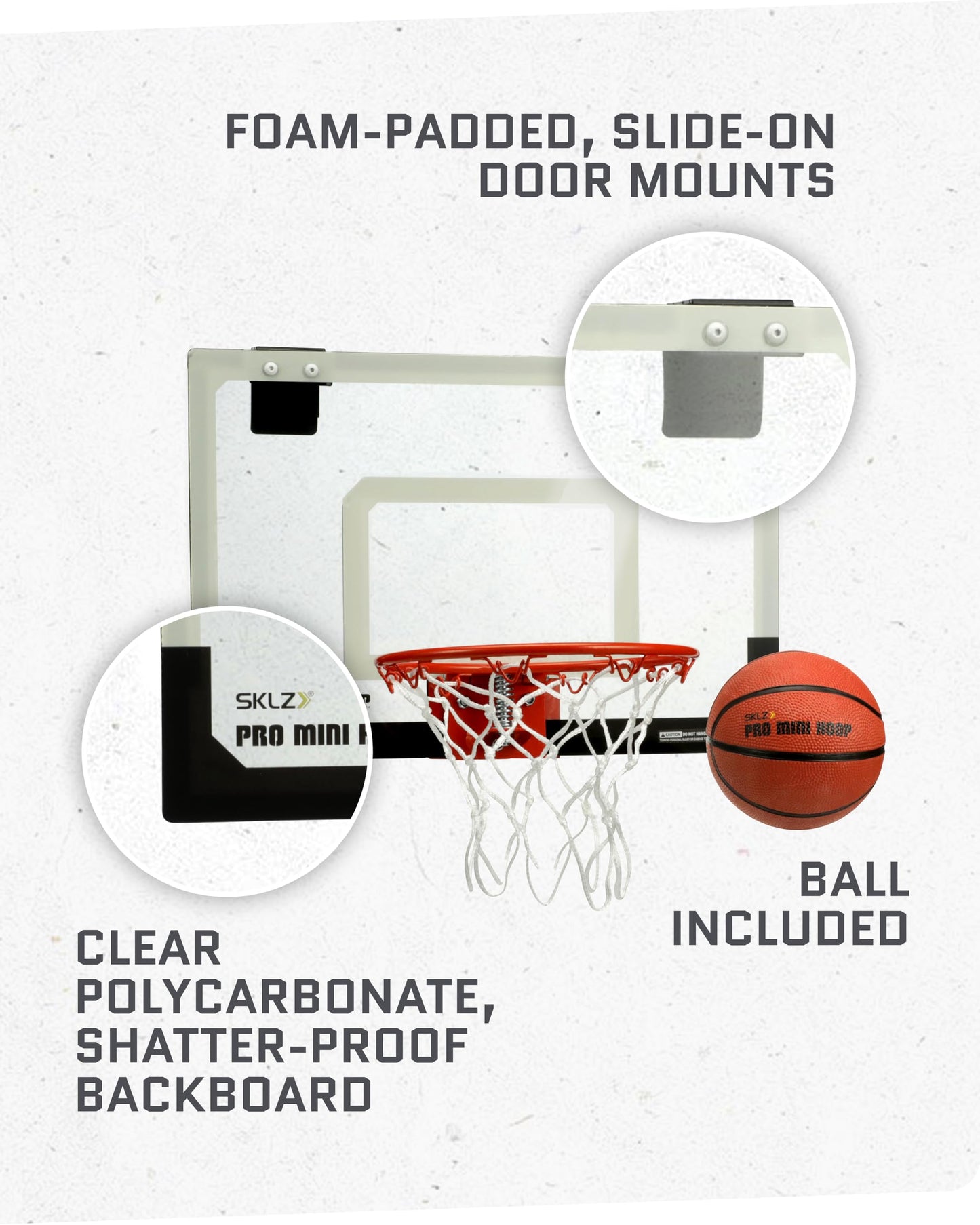 SKLZ Pro Mini Indoor Basketball Hoop - Over The Door – Portable - Great For Home, Dorms, Offices, and Gifts