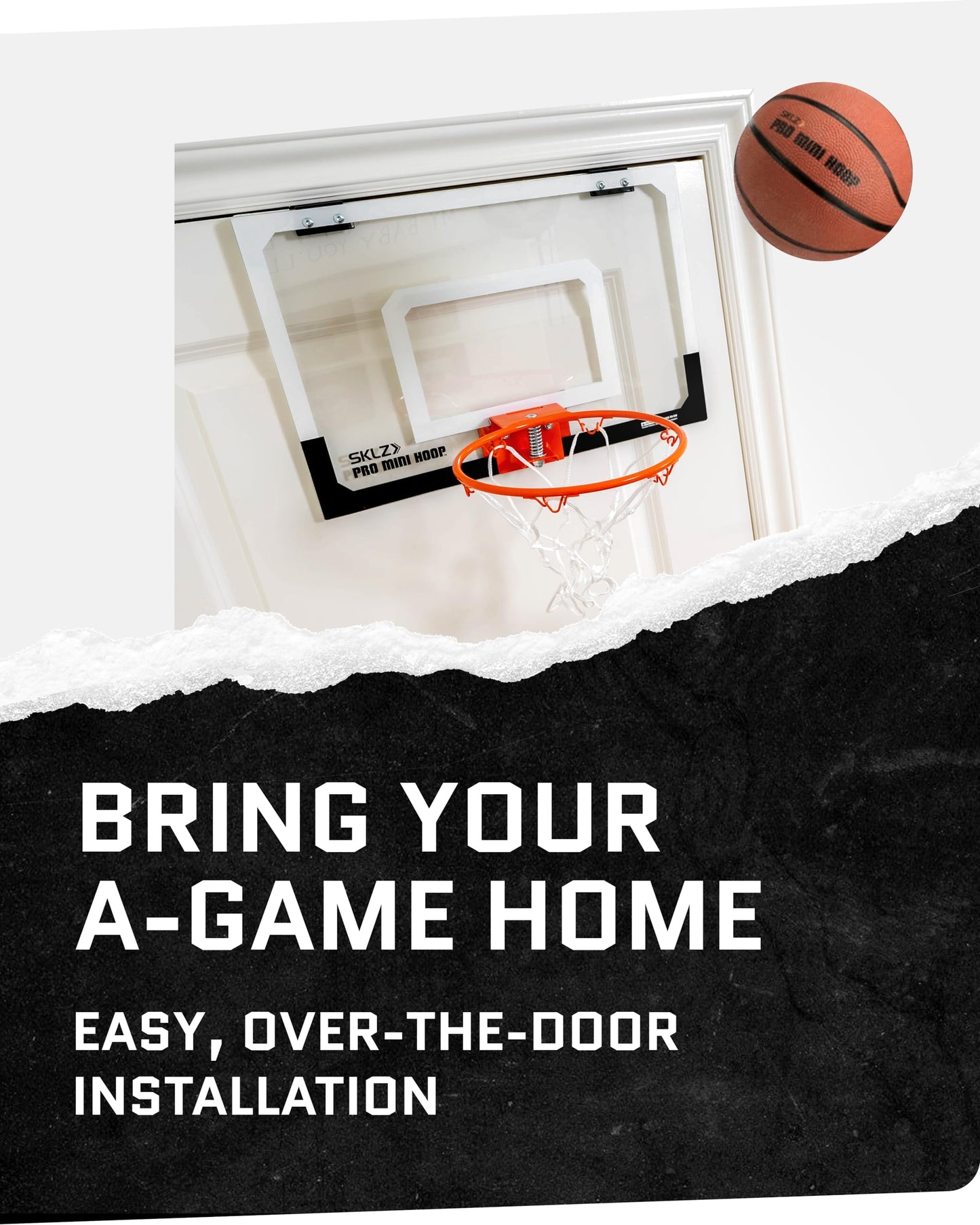 SKLZ Pro Mini Indoor Basketball Hoop - Over The Door – Portable - Great For Home, Dorms, Offices, and Gifts