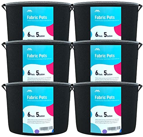 Heavy Duty Reusable Fabric Pots, 5 Gallon, 5-Pack - AC Infinity