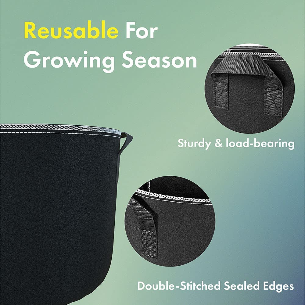 Heavy Duty Reusable Fabric Pots, 10 Gallon, 5-Pack - AC Infinity