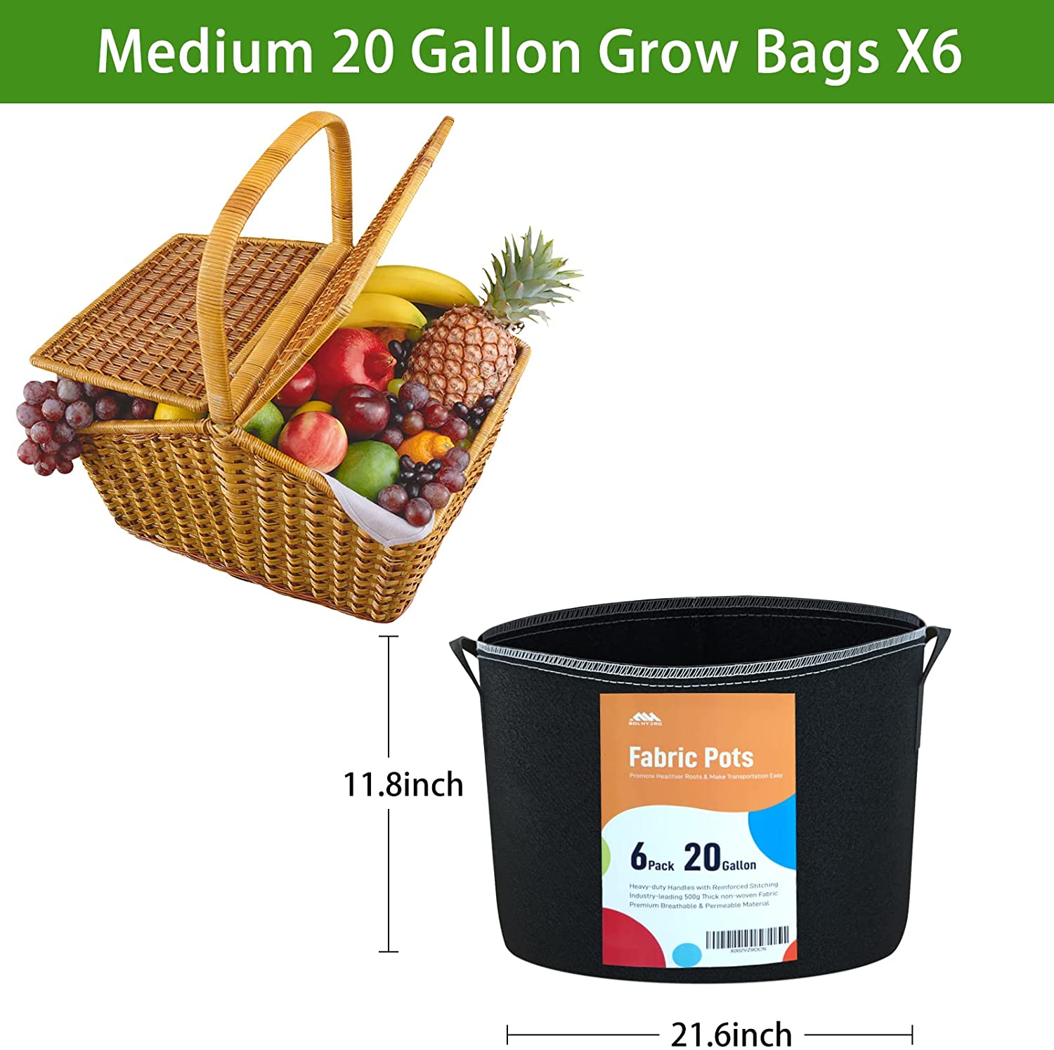 Grow Bags with Colorful Reinforced Fabric